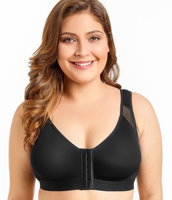 Leonisa Front Closure Posture Corrector Full Coverage Bra - Wireless Back Support  Bras for Women Beige : : Clothing, Shoes & Accessories